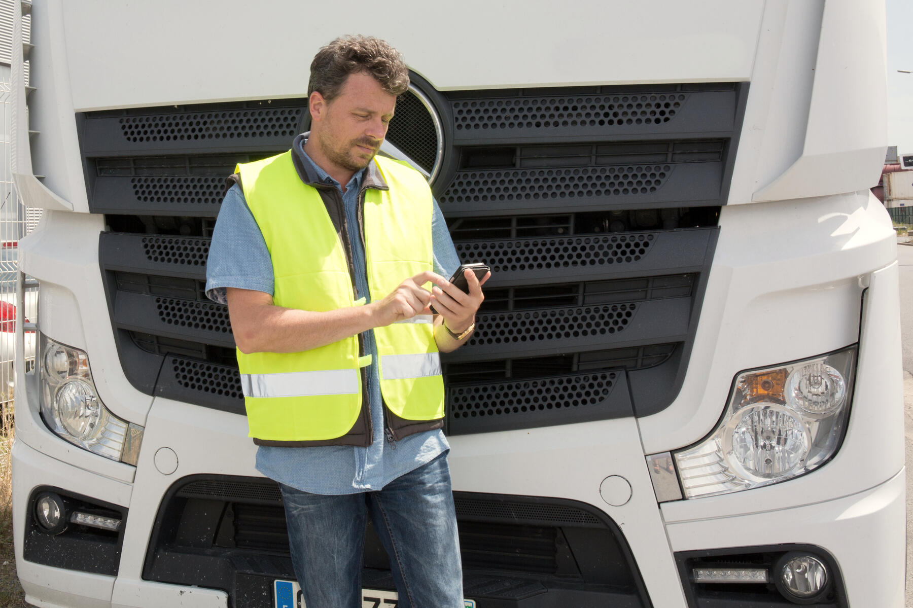 Truck Diver using Phone